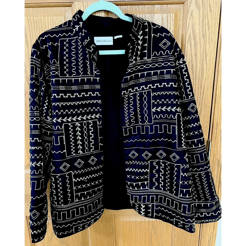Alfred Dunner Black & White Patterned Jacket